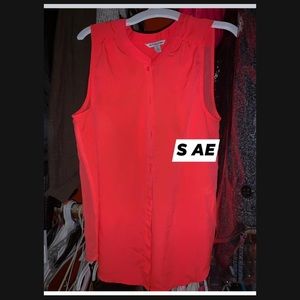 Small neon orange/coral sheer top